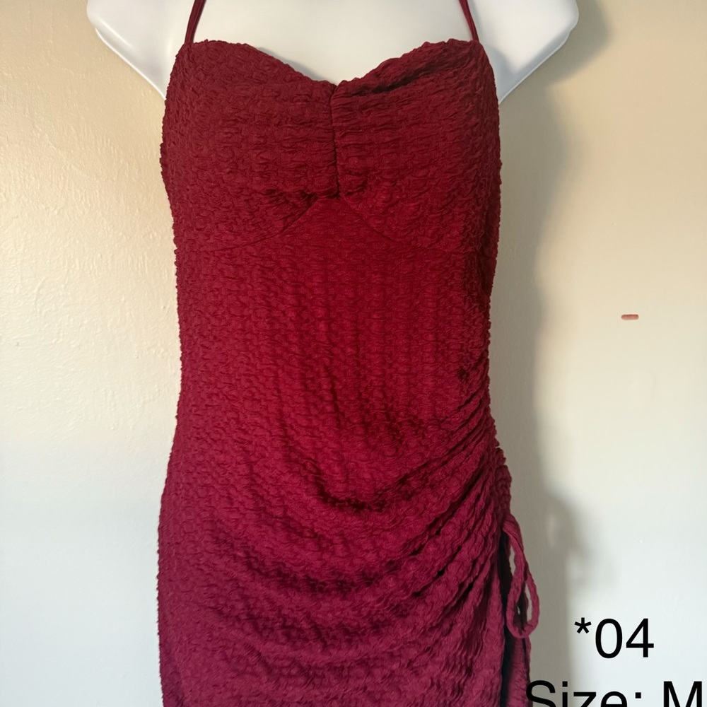 Strapless Ruched Burgundy Women’s Dress